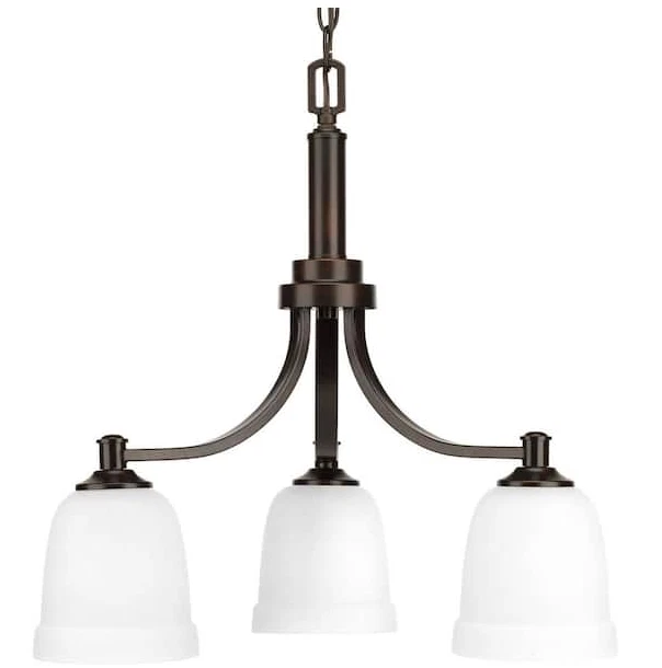 Topsail Collection 3-Light Bronze Etched Parchment Glass Chandelier Light - Image 1 of 1