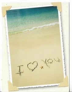 NEW LEANIN' TREE Anniversary Card approx 5.5x7" I Love You Sand for Spouse Ocean - Picture 1 of 3