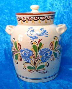 Mexikanische handbemalte Keksdose 9,5" H Rotware Vögel Blumen Volkskunst - Bild 1 von 19