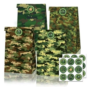 Gaming Party Bags Stickers Army Camouflage Gift Bag Pic n Mix Candy Block Bottom - Picture 1 of 5