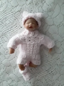 Doll Clothes Handmade Knitted Outfit romper for vintage or silicone Baby 4" 5" - Picture 1 of 15