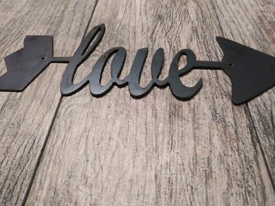 LOVE Metal Wall Art Word Quote Metal Sign Decor, Steel, ARROW Wall 11 x 4.5 in - Image 1 of 4
