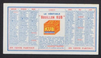 1921 Calendrier Le véritable BOUILON KUB 10c plaque émaillée Maggi - Photo 1/2