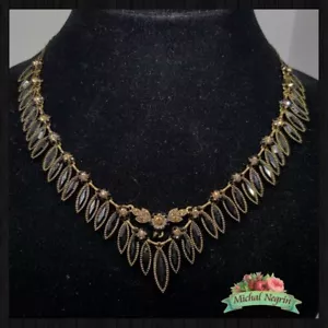 Collar Michal Negrin Cristales Flores Noche Elegante Hecho en Israel - Imagen 1 de 12