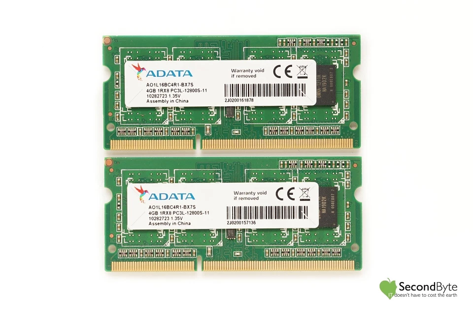 ADATA 8GB (2 X 4GB) PC3L-12800S Laptop Memory RAM AO1L16BC4R1-BX7S RAM Tax Inv - Image 1 of 1