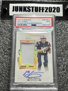 2021 Flawless Mac Jones RPA /25 PSA 9 Mint Rookie Patch Auto Patriots SSP Holo - Bild 1 von 3