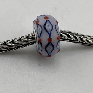 Authentic Trollbeads Blue & Red Design Unique Ooak Bead New!! #628 - Picture 1 of 5