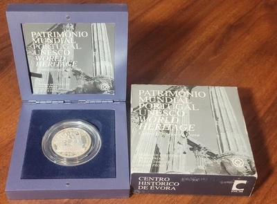 PORTUGAL 2004 5 euros plata 925 camafeo prueba UNESCO Évora Centro Histórico OGP Foto 1 de 3