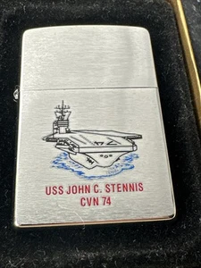 2002 Zippo Lighter USS John C. Stennis CVN 74 Navy Ship / 2 Sided / MIB - Picture 1 of 6