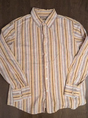 Camisa con botones manga larga a rayas de lino ropa máquina Y2k rara vintage  Foto 1 de 4