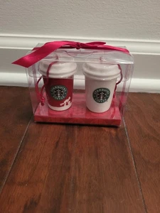 NEW Starbucks Ornaments Miniature Coffee Cups Holiday Christmas Set of 2 - Picture 1 of 3