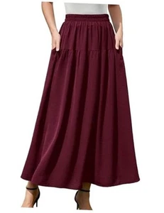 Tiered Maxi Skirt for Women 2025 Summer Elastic Waist A-line Beach Casual - Picture 1 of 7