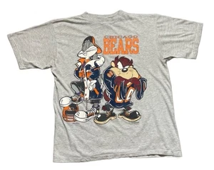 Vintage Chicago Bears NFL Bugs & Taz T Shirt Gray 1993 Warmer Bros - Picture 1 of 7