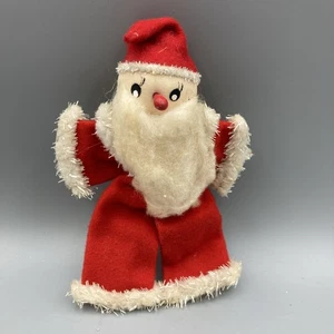 Adorno navideño vintage de fieltro de algodón tallos de chenilla Papá Noel rojo blanco - Imagen 1 de 10