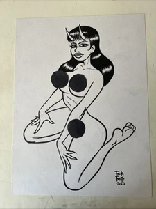 Dibujo artístico original gótico súcubo sexy de Frank Forte para mujer fatal - Imagen 1 de 3
