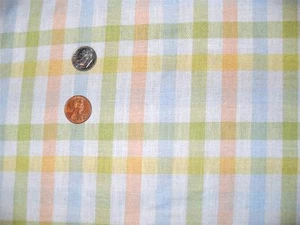 COTTON PASTEL WOVEN PLAID CHECK DRAPERY/light upholstery FABRIC New CHILDRENs - Picture 1 of 1