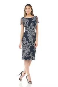 *BNWT RRP £130 JS COLLECTIONS NAVY SILVER SOUTACHE COCKTAIL DRESS UK10 - Picture 1 of 4