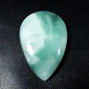 Larimar Pattern Cabochon Sky Blue Hemimorphite Gemstone Pear Shape 54 Cts #10331 - Picture 1 of 8