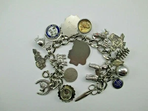 Brazalete Dije De Colección Plata Esterlina Texas Kentucky 18 Dijes 7" p&b 020 TB - Imagen 1 de 11