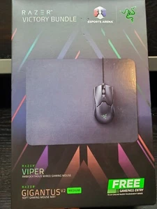 Razer Victory Bundle, Razer Viper Wired Gaming Mouse Razer Gigantus V2 Mouse Pad - Picture 1 of 3