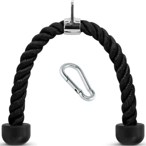 Deluxe Gym Tricep Pull Down Rope Cable Attachment 27 inch with Carabiner - Picture 1 of 5
