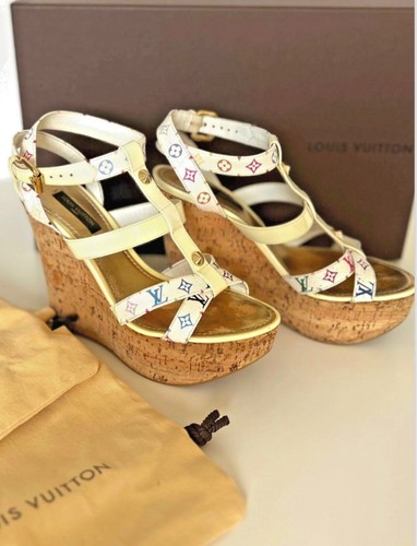 LOUIS VUITTON（LV） Sandali Louis Vuitton Ivroy monogramma suola zeppa multicolore taglia 37 5