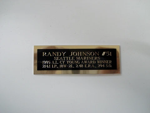 Randy Johnson Mariners 1995 Cy Young Baseball Card Plaque Nameplate 1" X 3" Cover