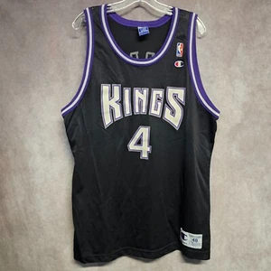 Vintage Champion NBA Sacramento Kings Chris Webber 4 Black Jersey Mens 48 XL - Picture 1 of 7