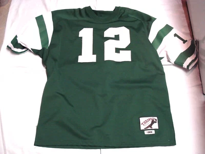 Camiseta deportiva auténtica marca 1968 Throwbacks NY JETS #12 NAMATH. Verde y blanco. talla 54. Foto 1 de 4