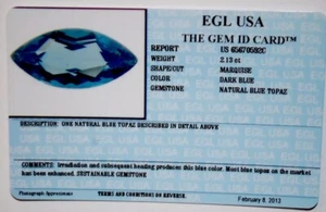 EGL USA TESTED AND CERTIFIED MARQUISE DARK BLUE NATURAL GENUINE TOPAZ 2.13 CT - Picture 1 of 2