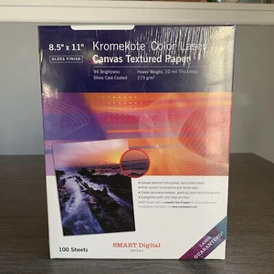Smart Digital Canvas Textured Paper 8.5"x11" Gloss Finish Kromekote Color Laser - Picture 1 of 6