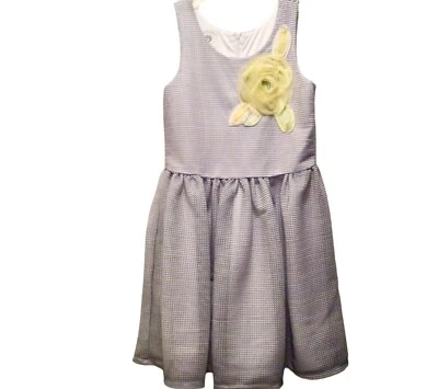 Marmellata Girls Size 12 Blue White Striped Sleeveless Dress  Yellow Flower EUC - Image 1 of 4