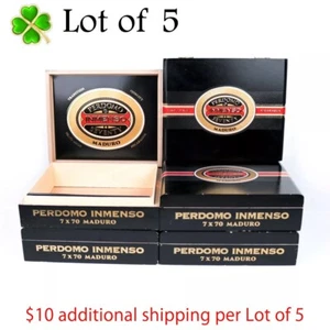 Lote de 5 cajas de cigarros de madera vacías Perdomo Inmenso 7 x 70 Maduro 9,75" x 8" x 2,75" - Imagen 1 de 12