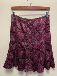 Vintage Ann Taylor Womens Skirt Sz 8 Purple Paisley Satin Sequin Pleat Fairy Y2K - Picture 1 of 11