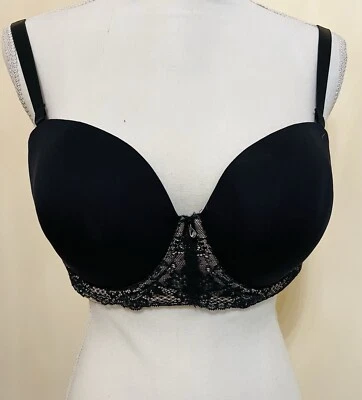 Torrid Black & Tan Lace Padded Balconette Multi Way Bra Size 38D - Image 1 of 4