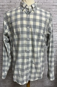 J. Crew Herren XL grau creme Buffalo Karo kariert Langarm Button Down Hemd - Bild 1 von 11