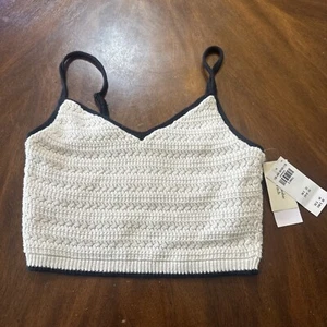 Abercrombie & Fitch crochet bralet top in off-white and black XS - Picture 1 of 4