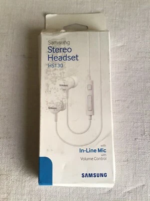 Nuevos auriculares blancos con micrófono estéreo en línea Samsung genuinos de caja abierta HS130 Foto 1 de 2