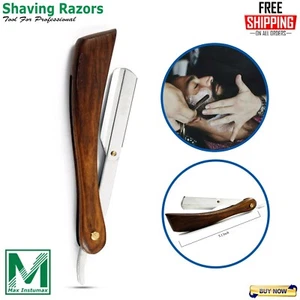 Maquinilla de afeitar profesional de peluquero de madera hoja recta plegable CE - Imagen 1 de 4