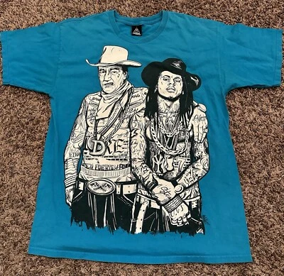 Y2K Lil Wayne Shirt Blue Rap Tee John Wayne Graphic Country Mens Size Large - Image 1 of 4