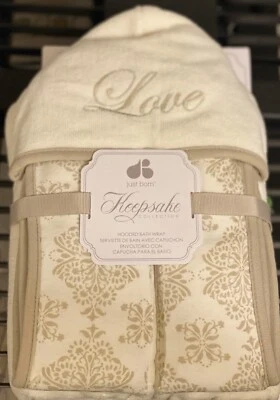 Just Born Keepsake "Love" Child/Toddler Hooded Towel in Ivory 36 x 36 inch - Image 1 of 2
