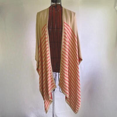 Ann Taylor Women’s Striped Pink & Tan Chain Link Print Soft Viscose Shawl Wrap - Image 1 of 4