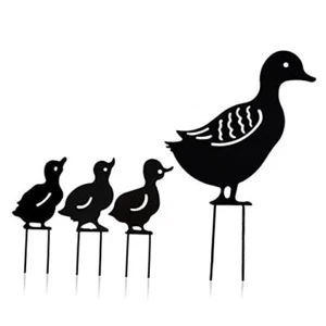 Duck Garden Statue Mallard Duck Statue Metal Lawn Ornaments Hollow Garden Black - Picture 1 of 8