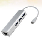  Type C to 3 USB 3.0 Hub RJ45 LAN Port Ethernet Adapter Converter for Computer