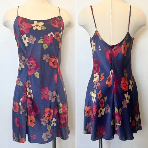 UNDERCOVER Camicia slip abito Y2K Victoria's Secret seta pervinca blu stampa floreale L