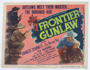 FRONTIER GUNLAW ORIGINAL TITLE LOBBY CARD 1945 CHARLES STARRETT THE DURANGO KID