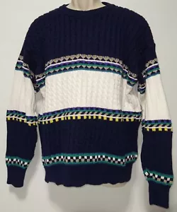 Vintage Pendleton USA Mens L Country Traditionals Sweater Pullover Blue White - Picture 1 of 7