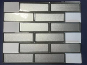 M28 Silver Glass Rectangle Mosaic Tile Kitchen Bathroom Backsplash - Picture 1 of 4