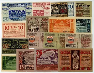 Germany Austria Notgeld 1918-1921 Heller Lot of 17 Notes #21454q - Picture 1 of 5