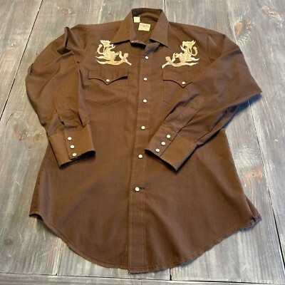 De Colección Top Mano Camisas Occidentales Bordadas Perla Camisa a Presión 15.5-32 Foto 1 de 4